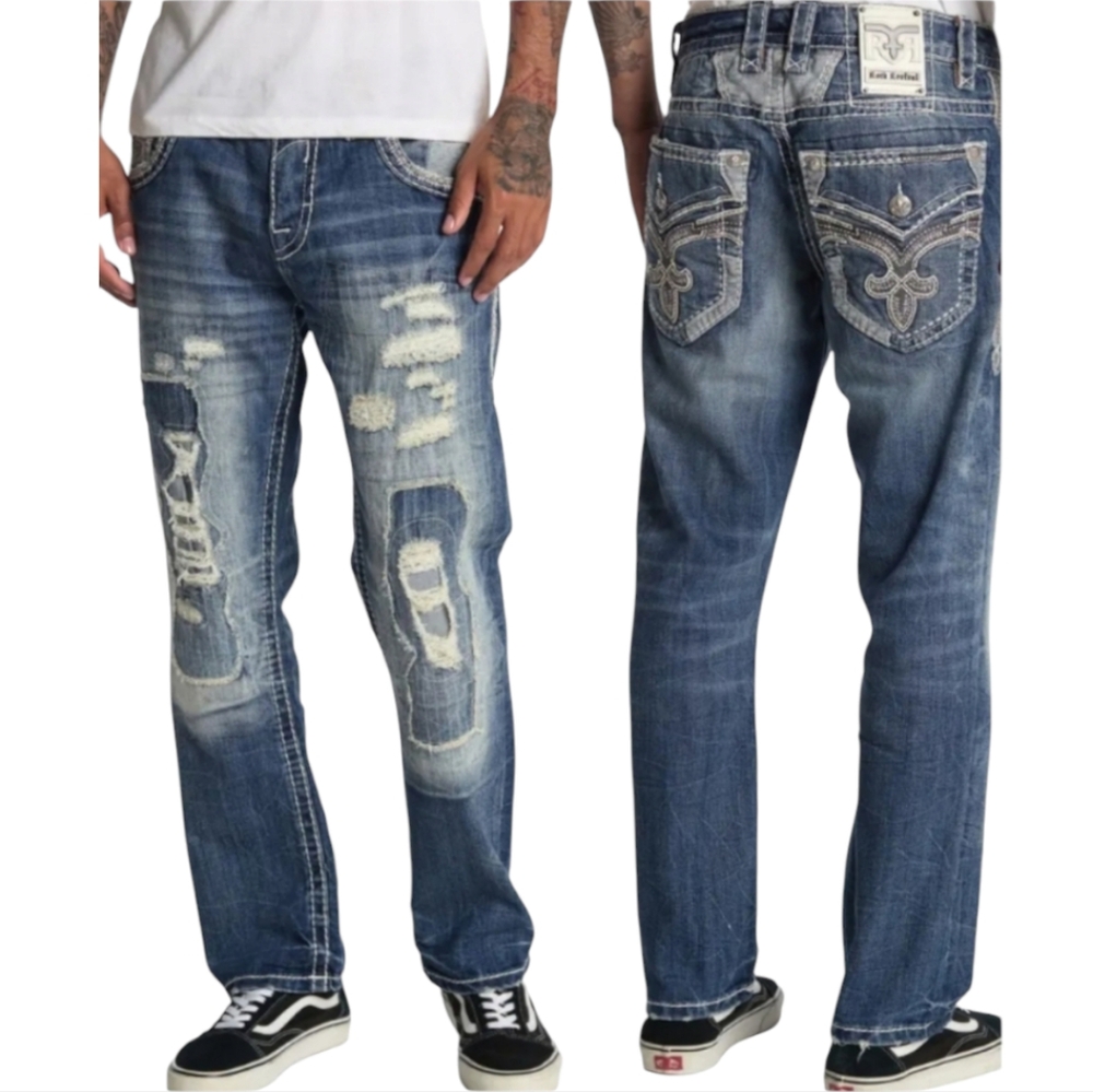 🆕️Rock Revival Kort Straight Jeans. Men's Size: Waist 32x34 Inseam. NWOT.